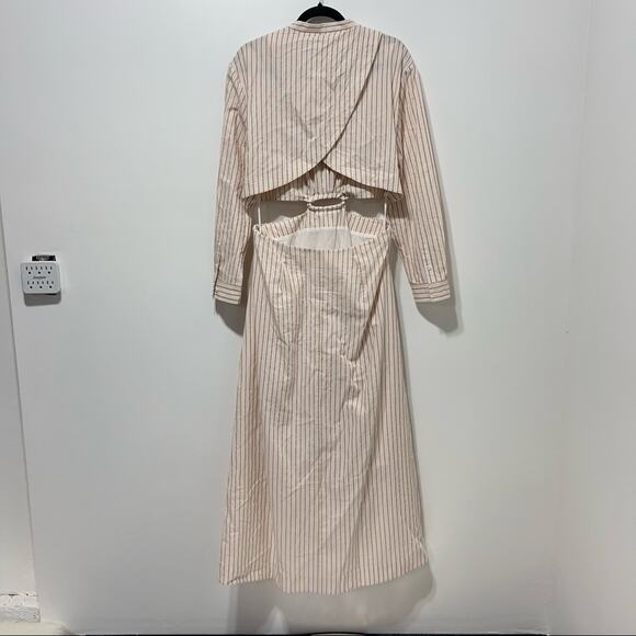 Jonathan Simkhai Janet Striped Open Back Cut-out Maxi Shirtdress Size 10 NWT - Picture 9 of 16